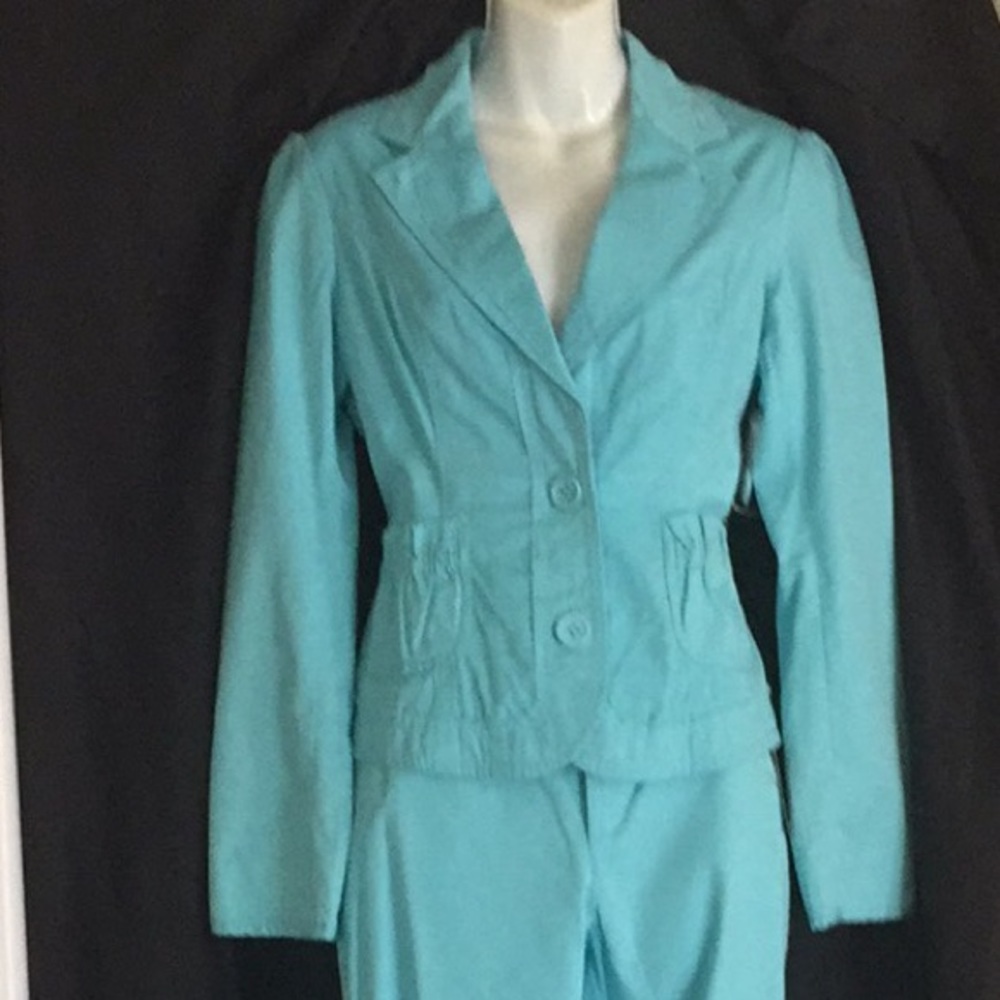 Blue pant suit